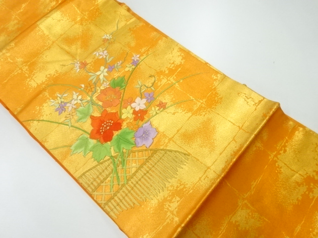 JAPANESE KIMONO / NAGOYA OBI / SILK / EMBROIDERY / FLOWERS